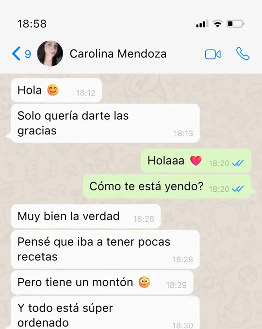 Conversación de WhatsApp con Carolina Mendoza