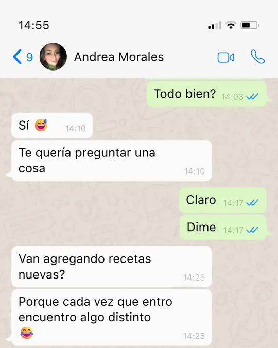 Conversación de WhatsApp con Andrea Morales